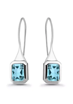 Semi Precious Bezel Set Octogon Cut Stone Sterling Silver Hardwire Fishhook Earrings by Belk & Co