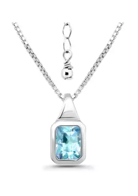 Semi Precious Bezel Set Octogon Cut Stone Sterling Silver Necklace