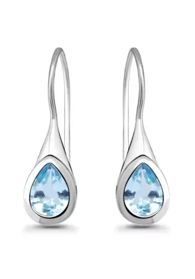Semi Precious Bezel Set Pear Cut Stone Sterling Silver Hardwire Fishhook Earrings by Belk & Co