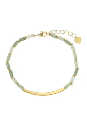 Agate Bead Gold Tone Bar Bracelet by Wonderly
