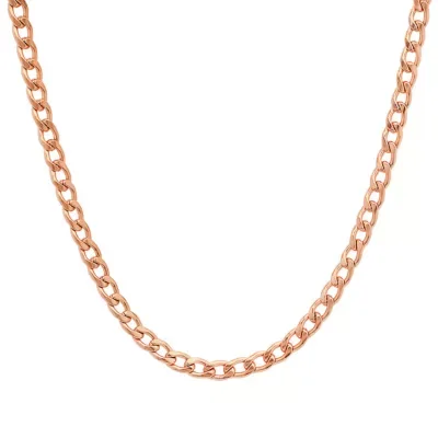 18k Rose Gold Plated Stainless Steel Petite Cuban Chain Necklace by Steeltime