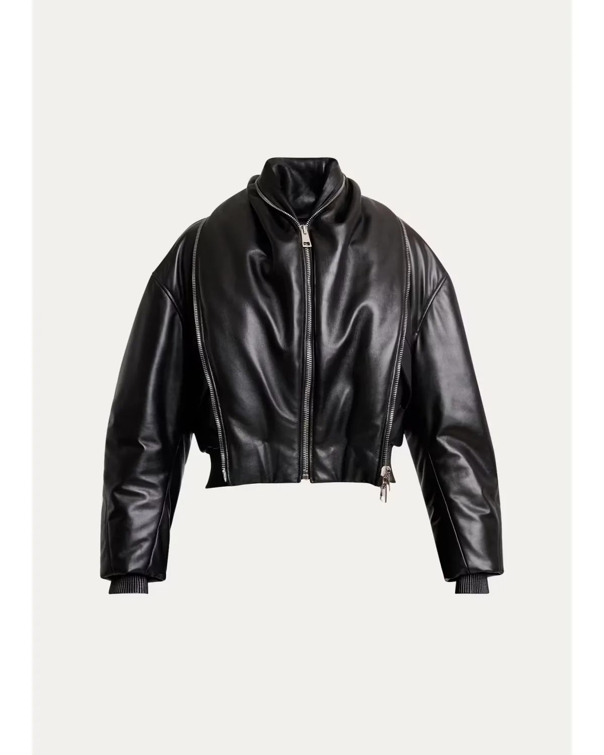 Double Shawl-Collar Leather Crop Bomber Jacket by GIVENCHY