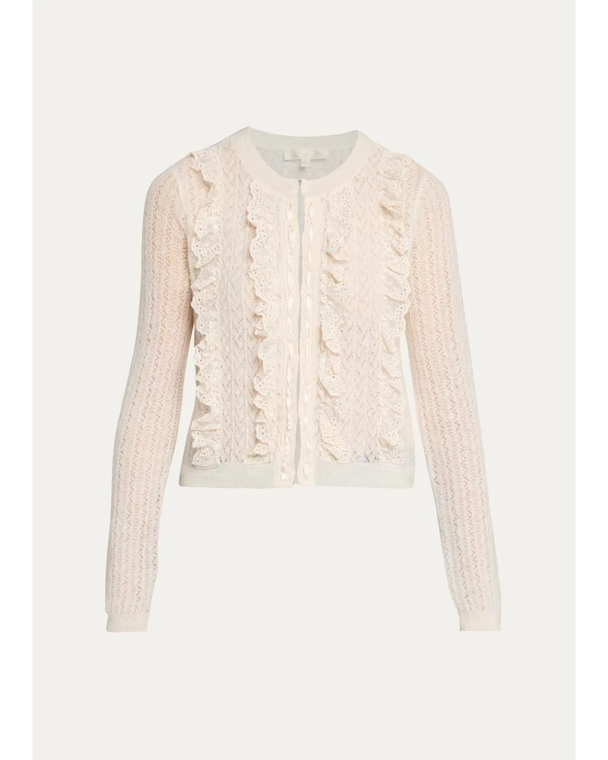 Melisse Eyelet Ruffle Cardigan by LoveShackFancy