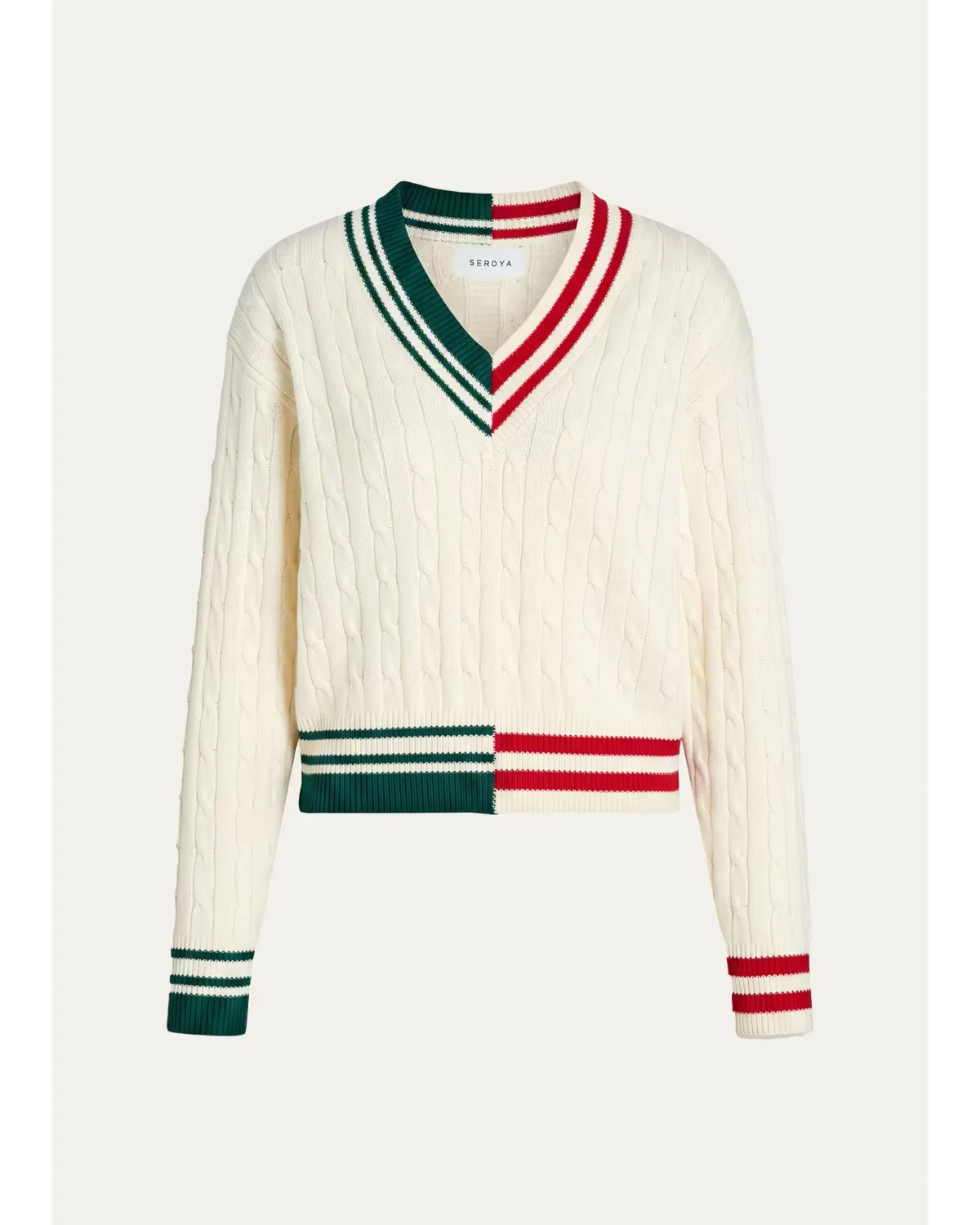 Iona Colorblock Cable-Knit Sweater by SEROYA