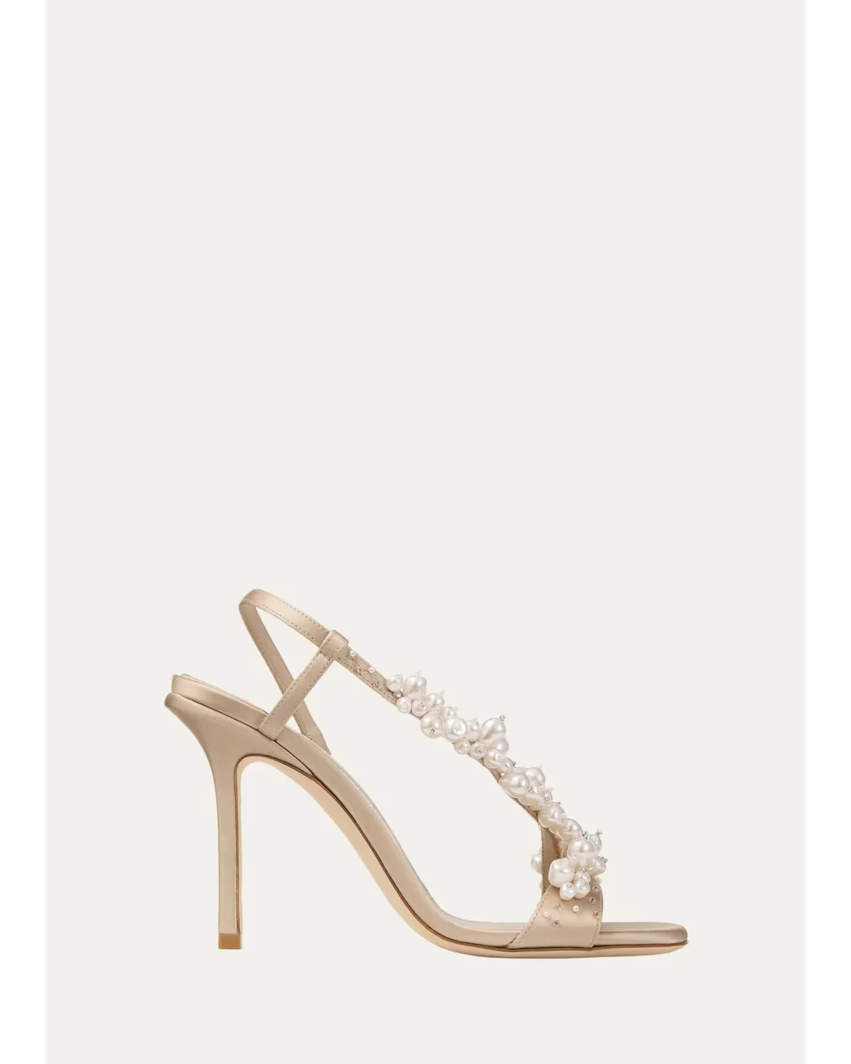 100mm Irina Pearly Asymmetric Satin Sandals