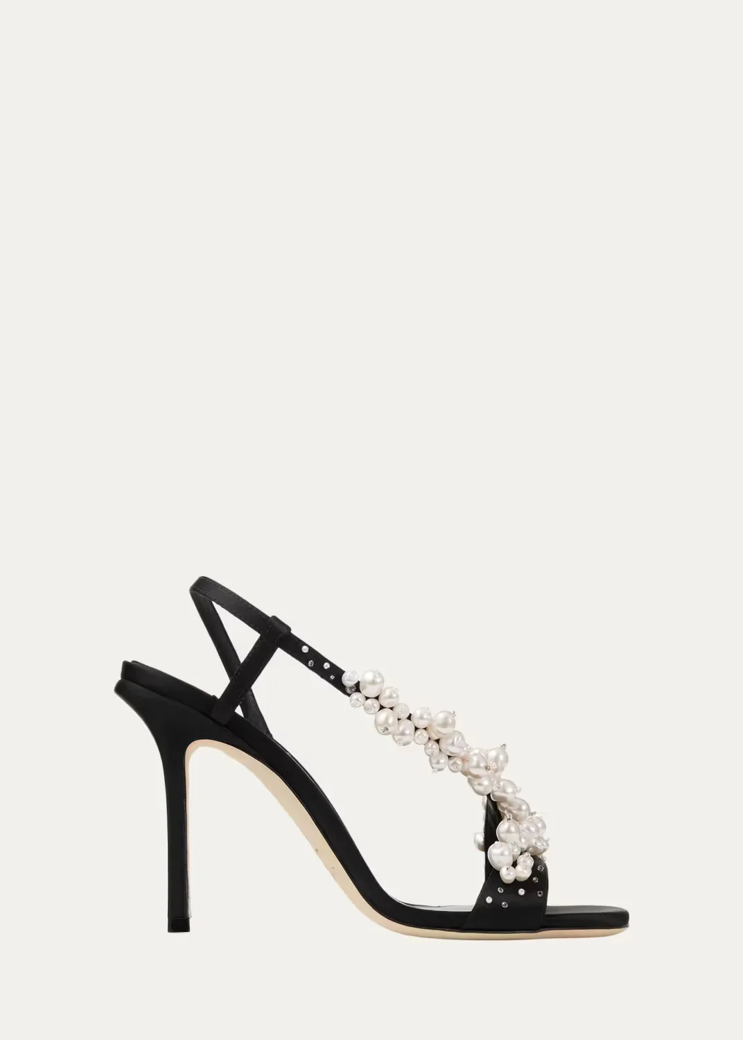 100mm Irina Pearly Asymmetric Satin Sandals