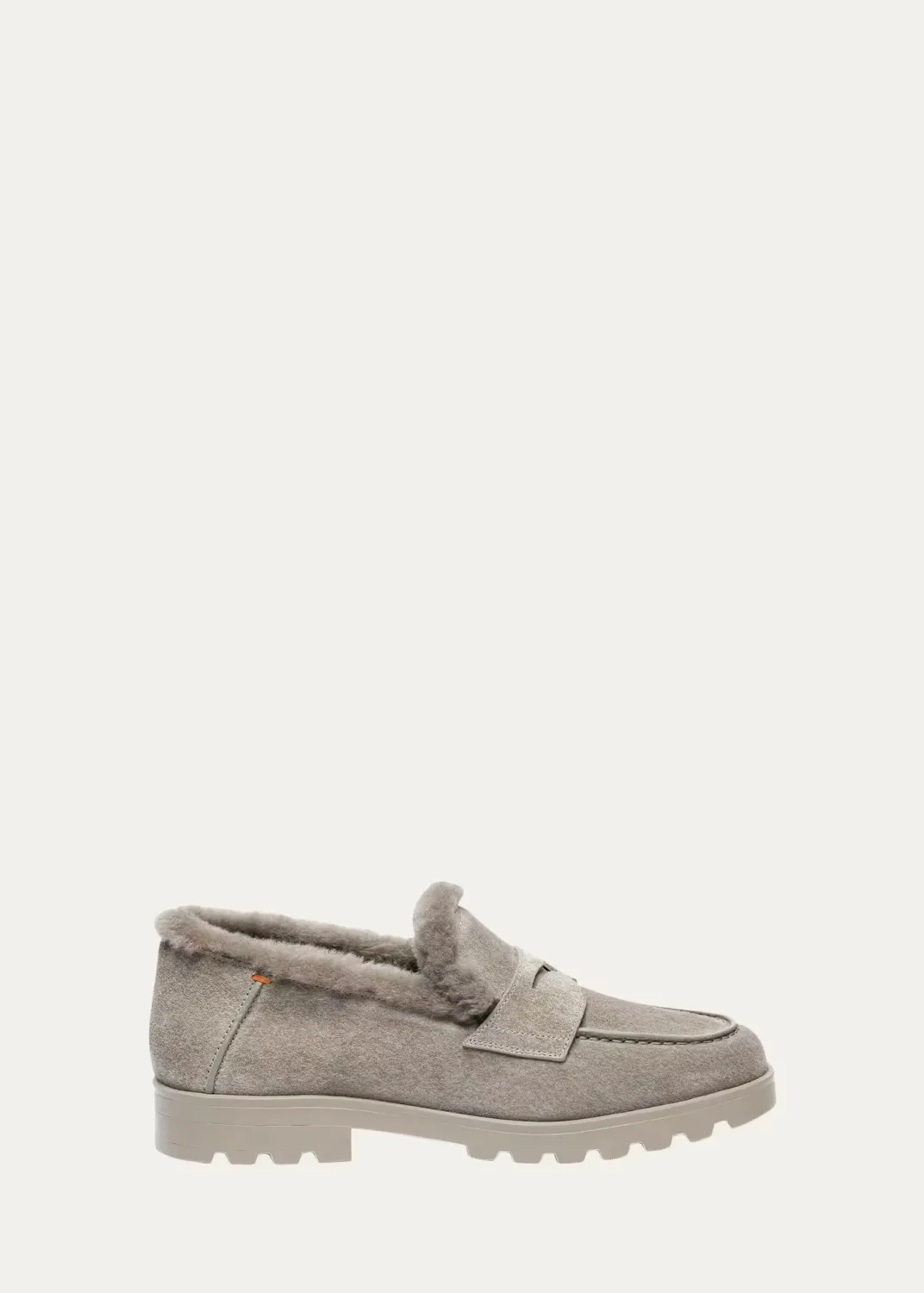 Shearling-Lined Suede Penny Loafers by Santoni