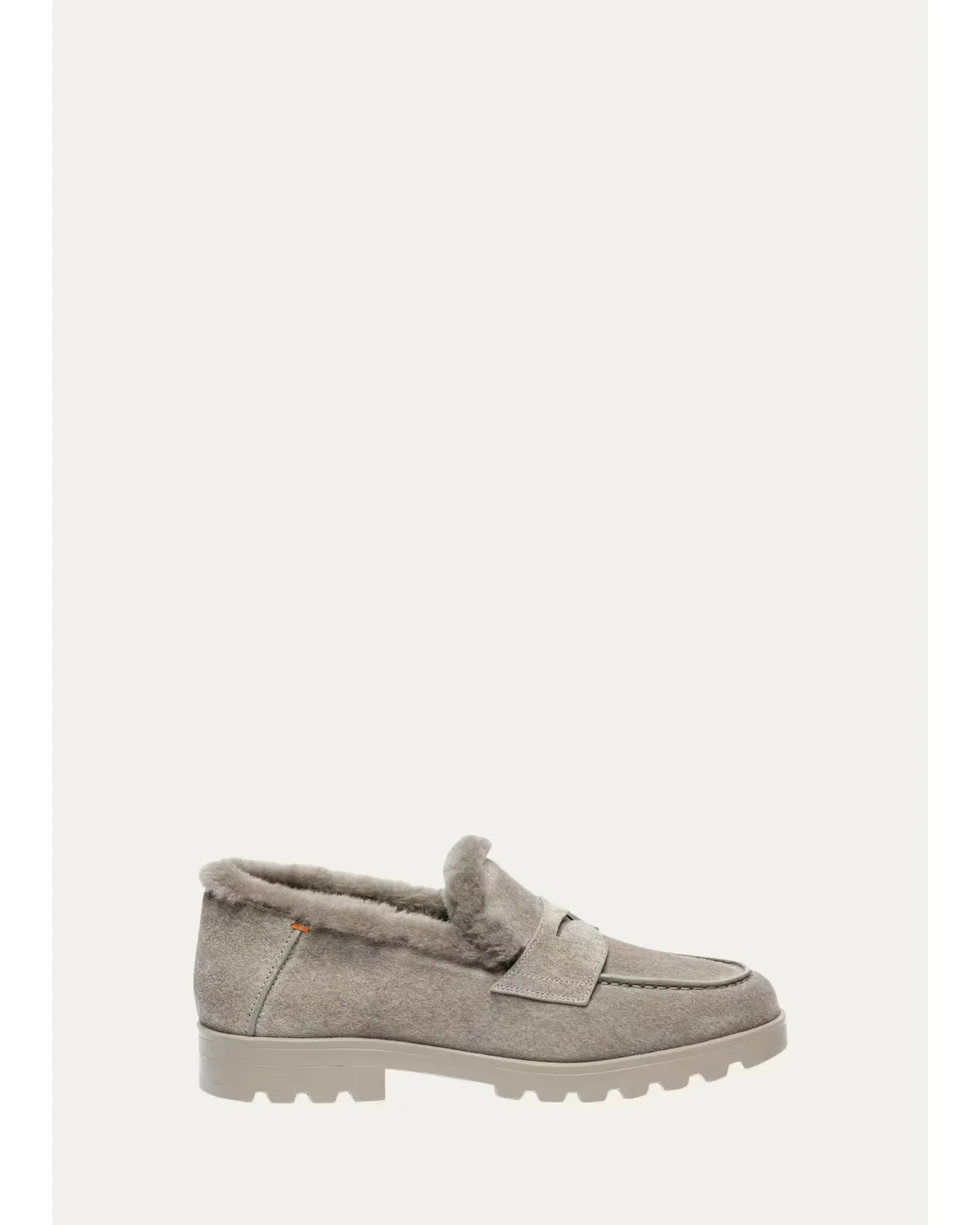 Shearling-Lined Suede Penny Loafers by Santoni