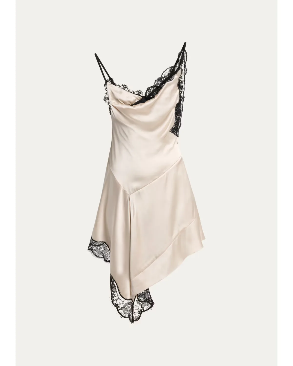 Anaziae Asymmetric Lace & Silk Mini Slip Dress