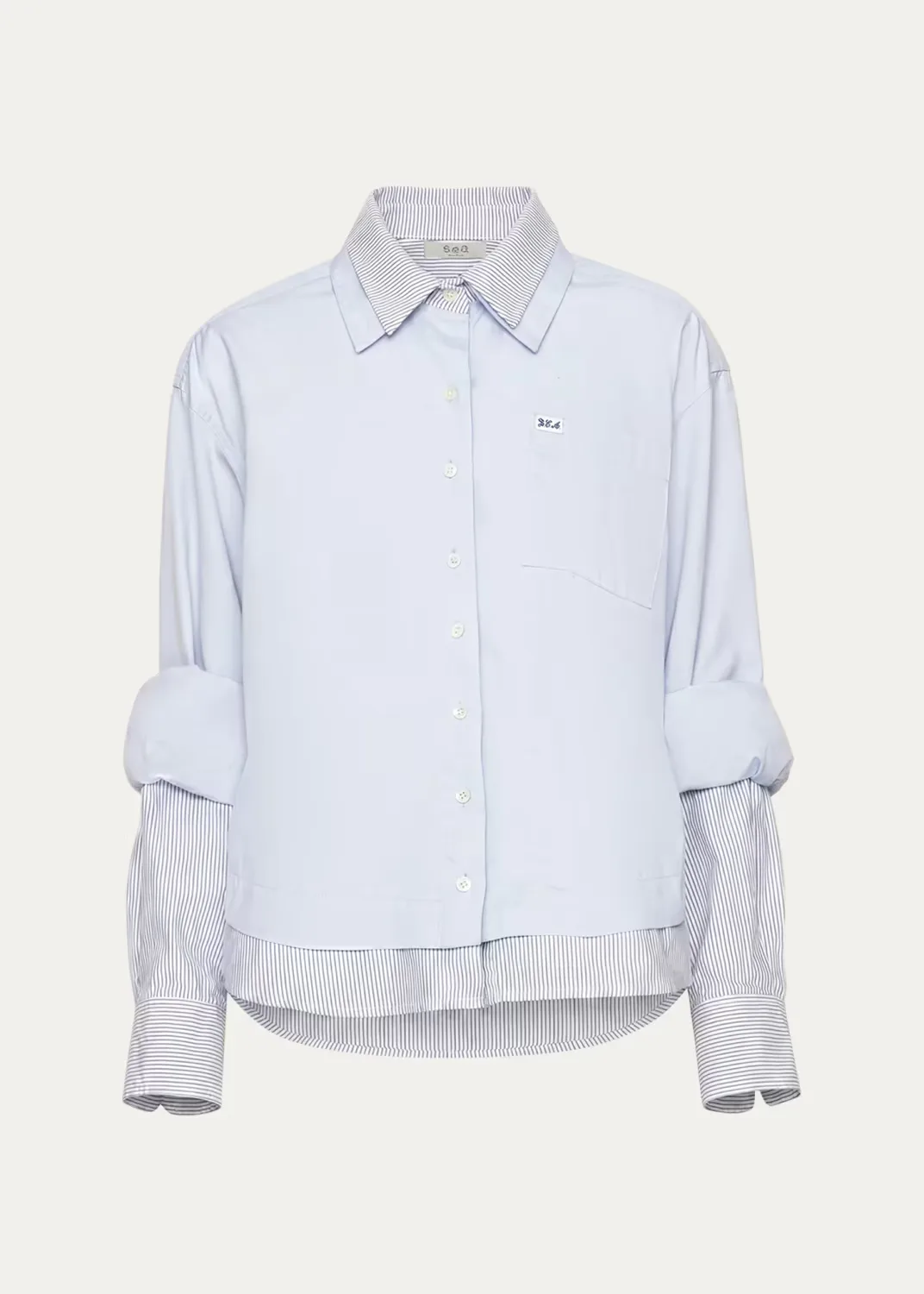 Zayna Double-Layer Cotton Button-Front Shirt