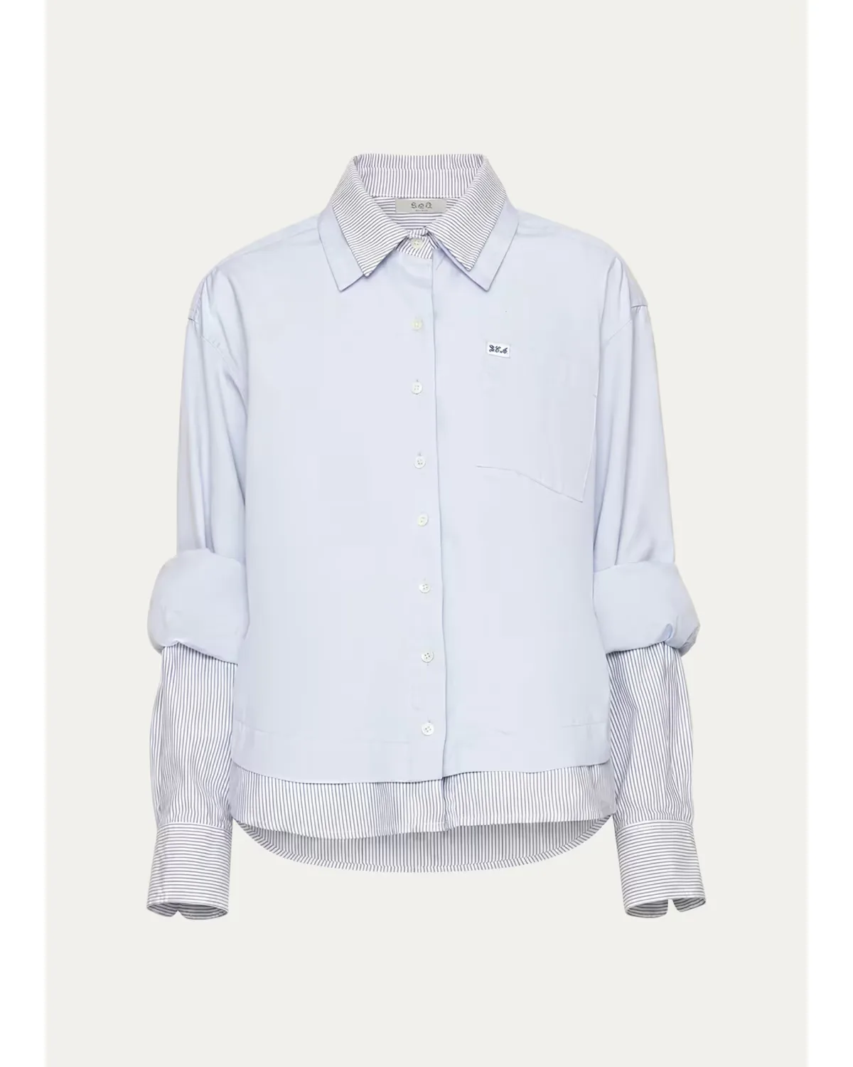 Zayna Double-Layer Cotton Button-Front Shirt by Sea