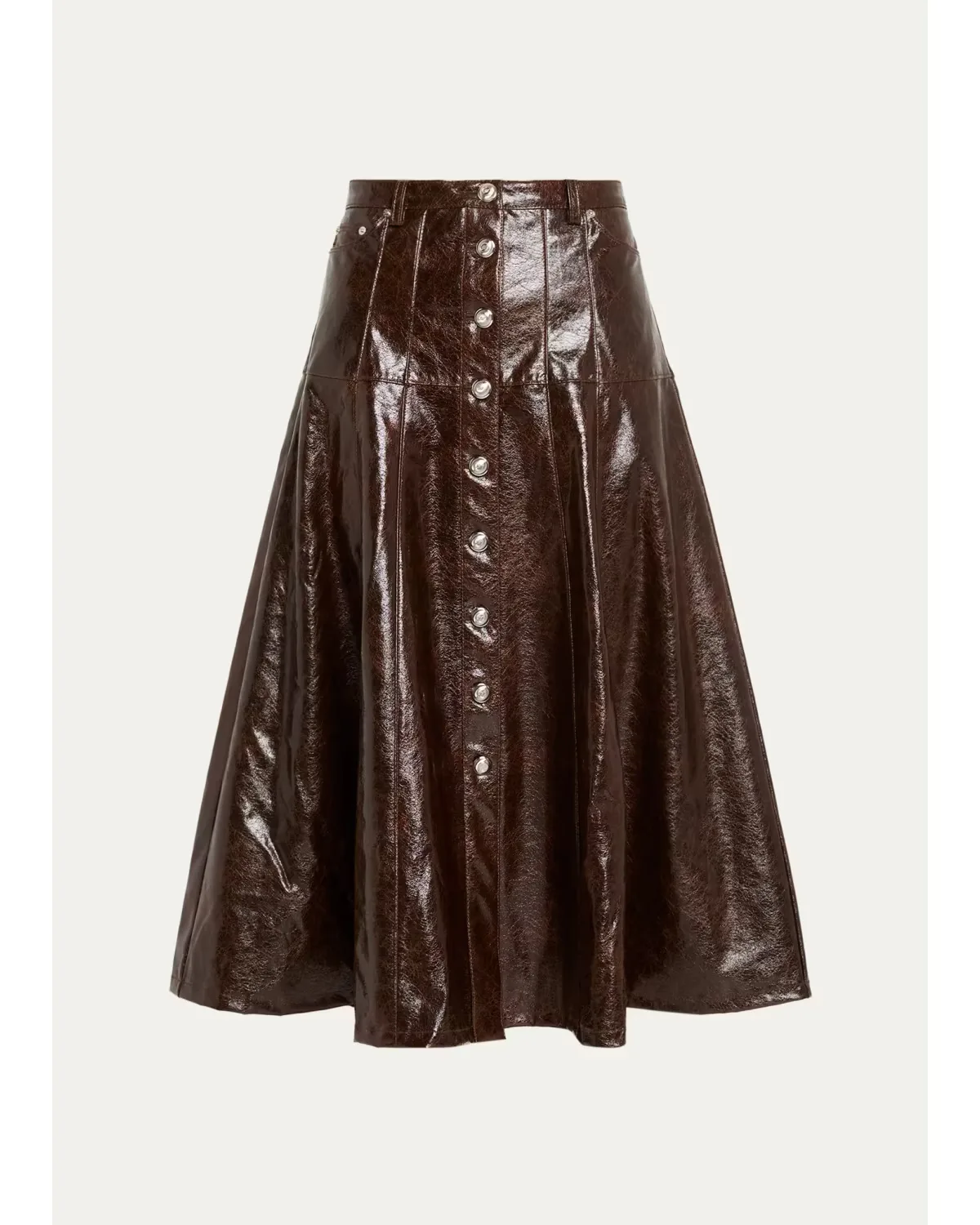 Tumbled Vegan Leather Midi Skirt by Cinq  Sept