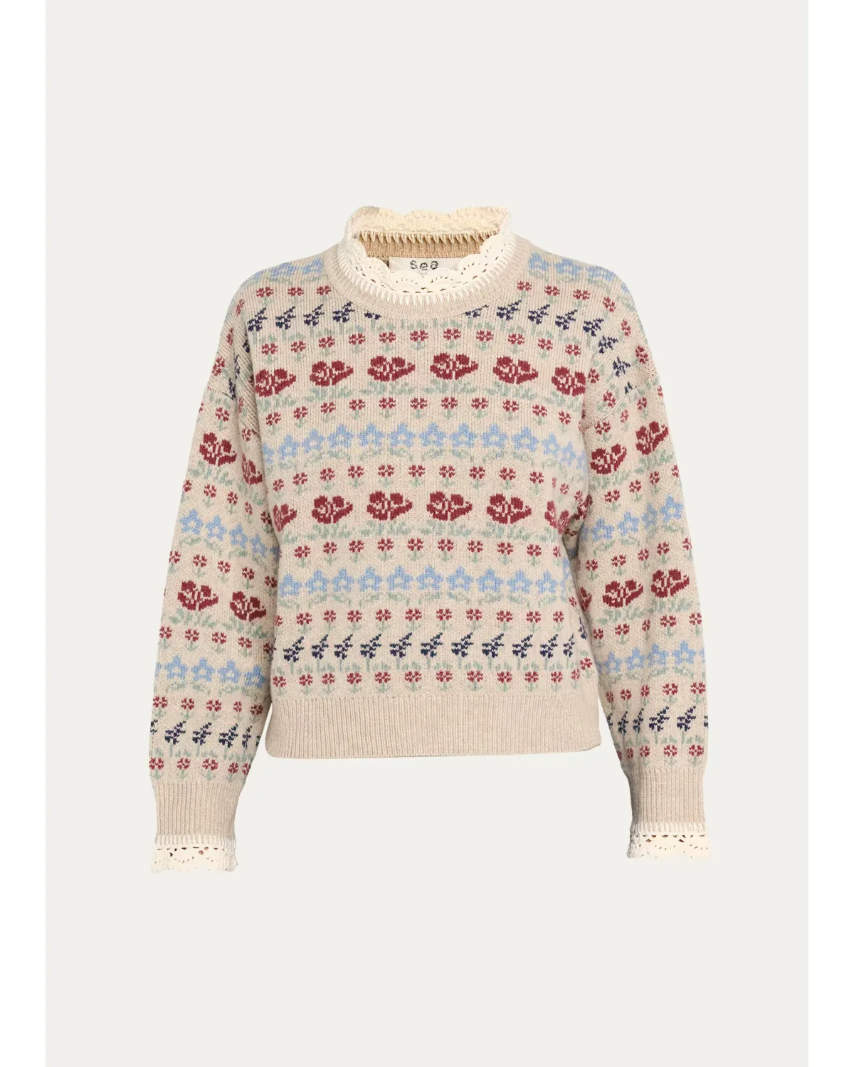 Preston Crochet-Trim Fair Isle Sweater by Sea
