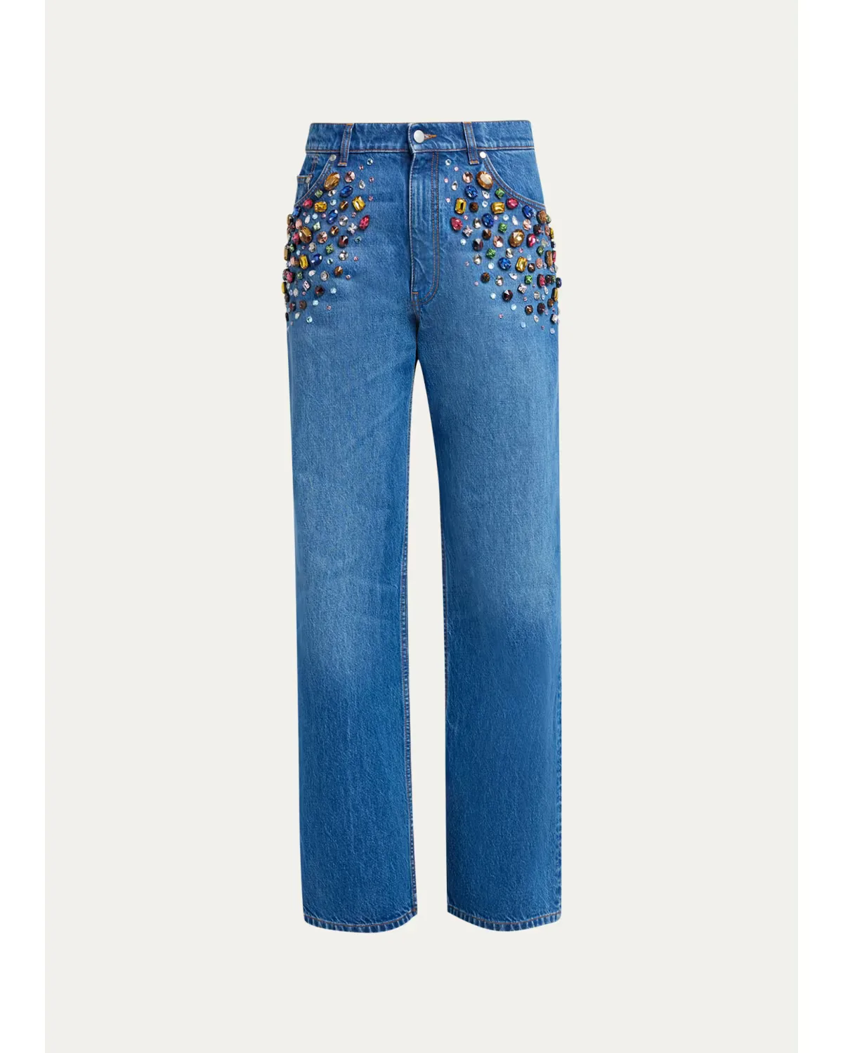 Crystal Embellished Straight-Leg Jeans by Stella McCartney