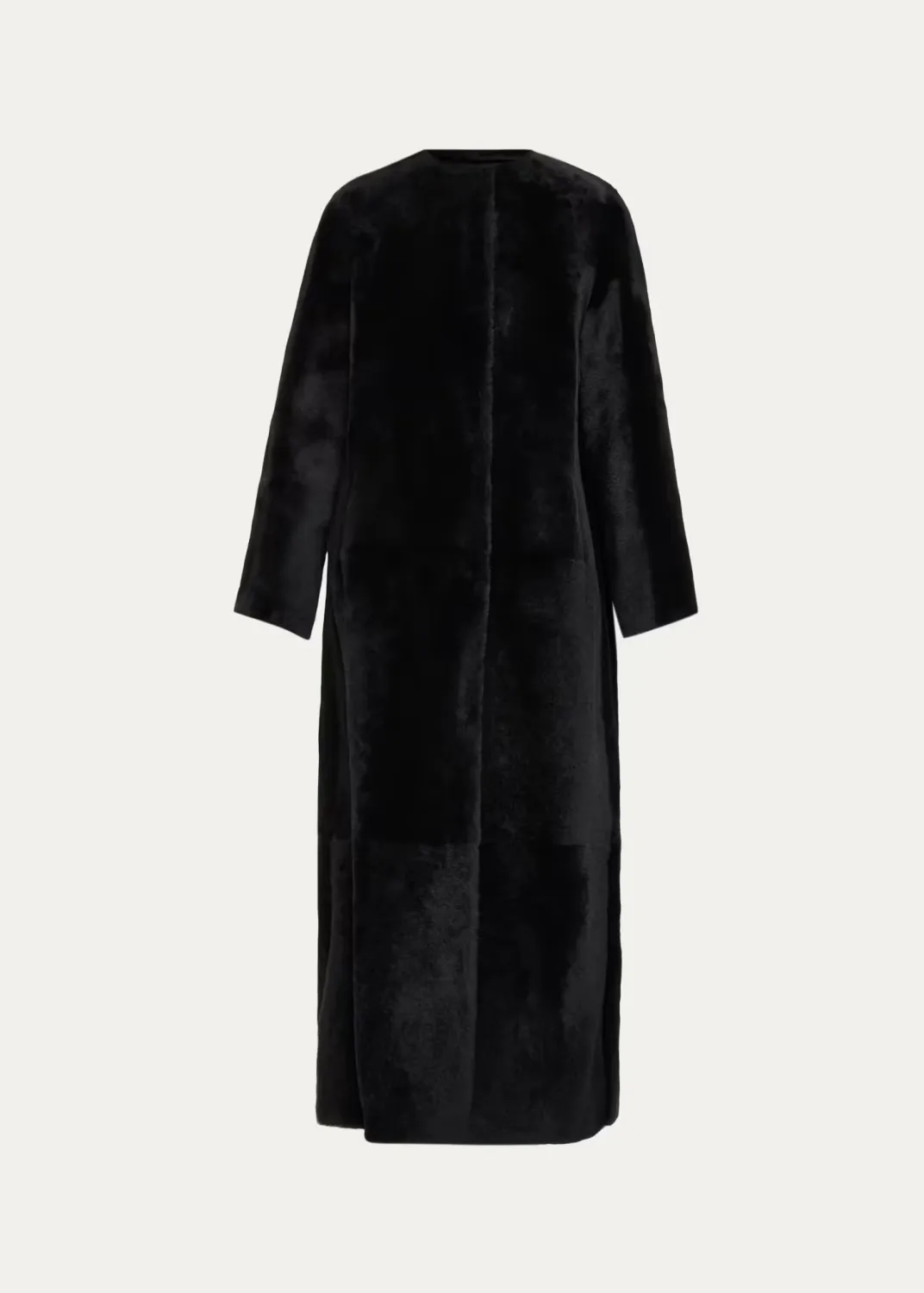 Manteau Lamb Shearling Collarless Long Coat