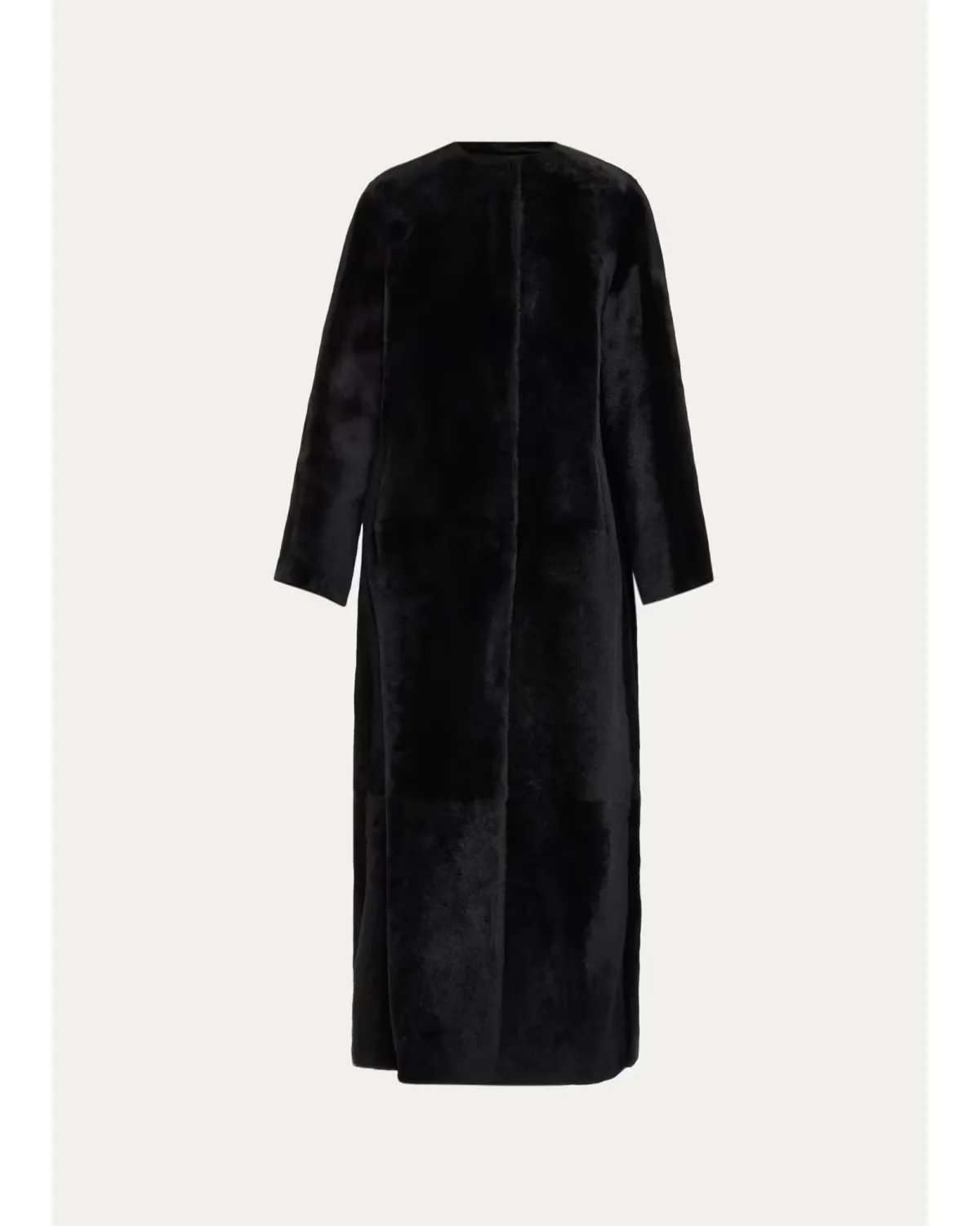 Manteau Lamb Shearling Collarless Long Coat by Yves Salomon