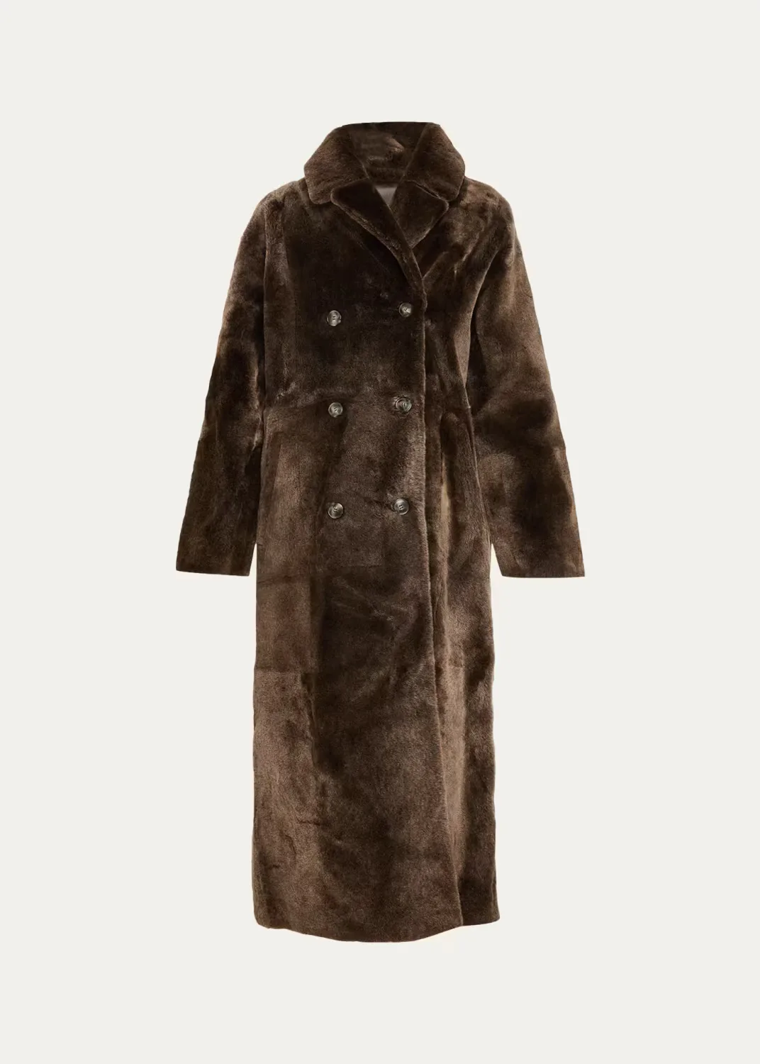 Manteau Lamb Shearling Double-Breasted Long Coat
