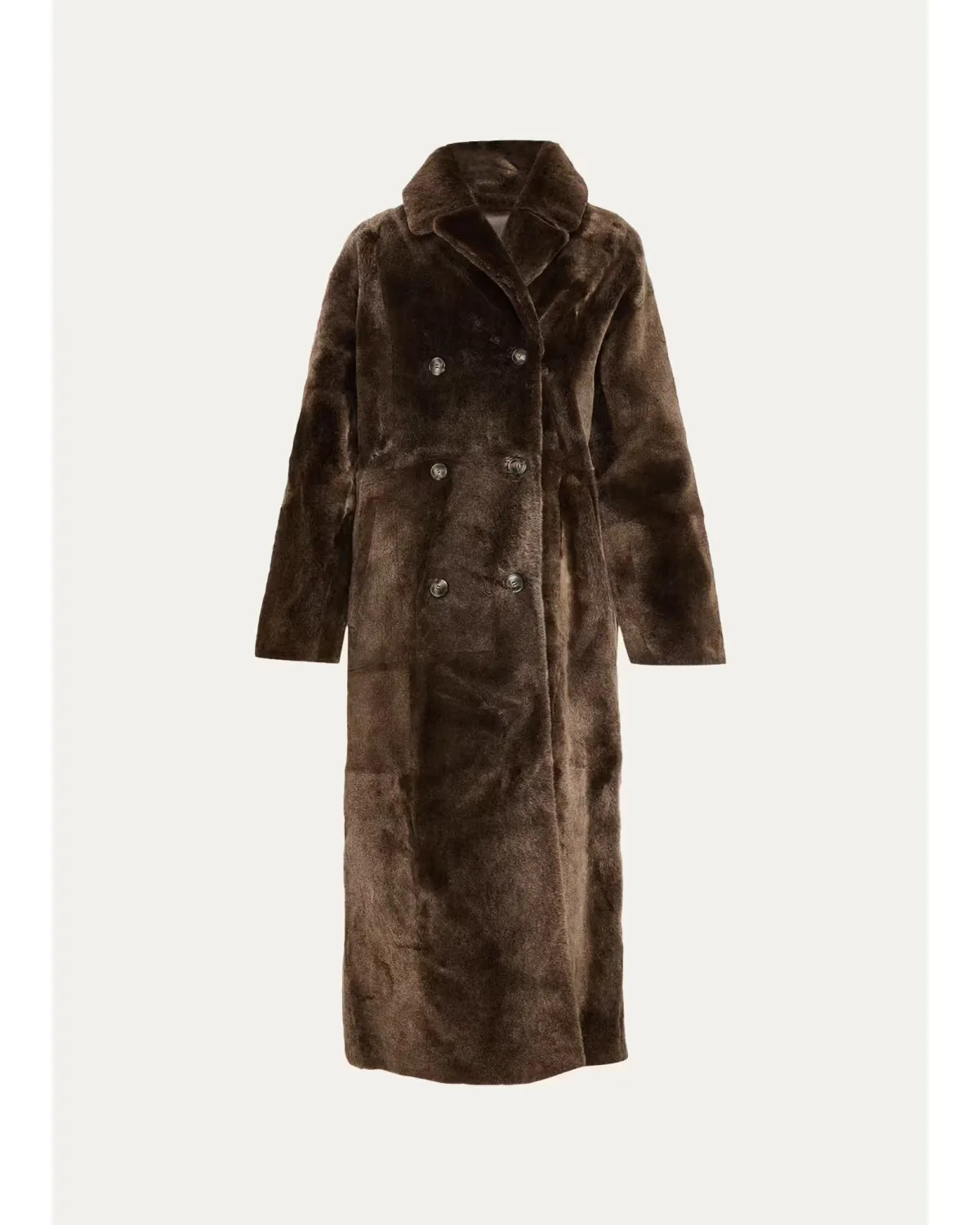 Manteau Lamb Shearling Double-Breasted Long Coat by Yves Salomon