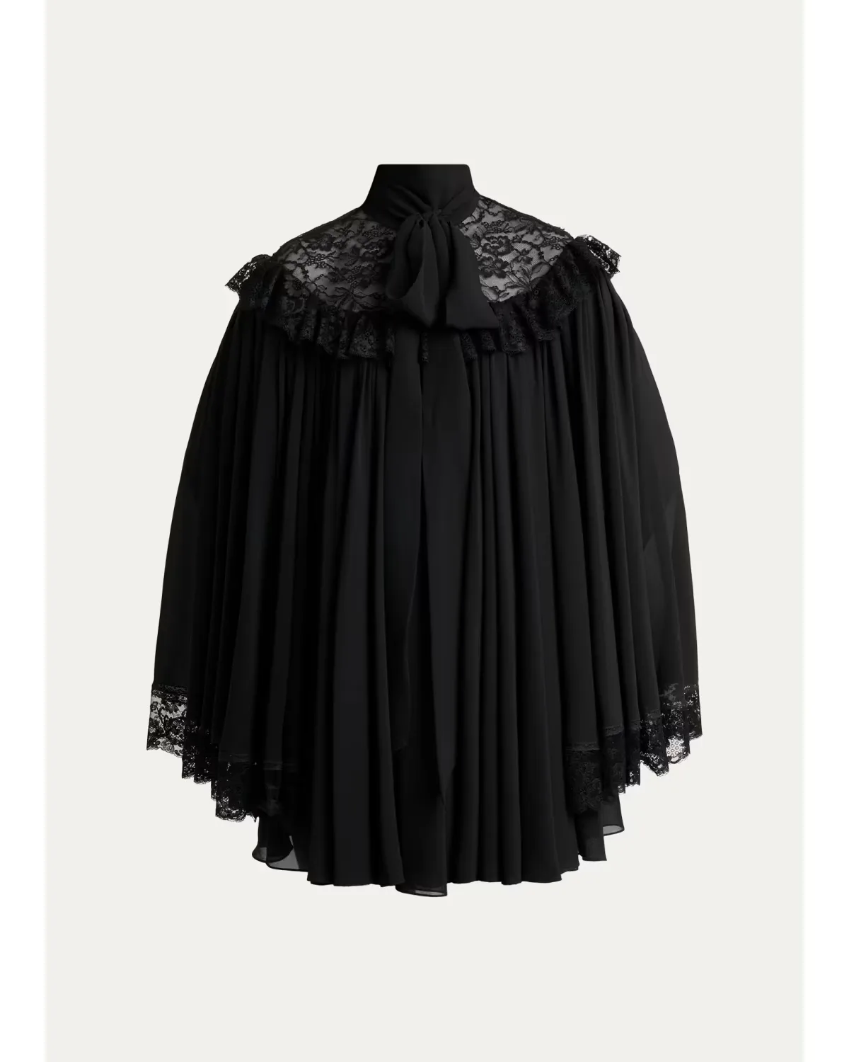 Pleated Floral Lace Tie-Neck Mini Dress by Chloé