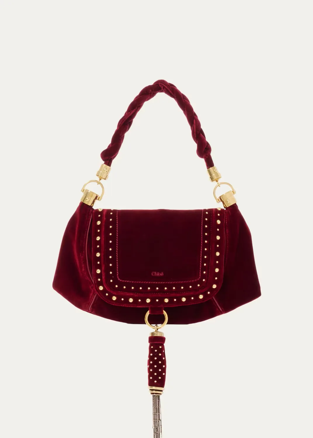 Marcie Studded Velvety Shoulder Bag by Chloé