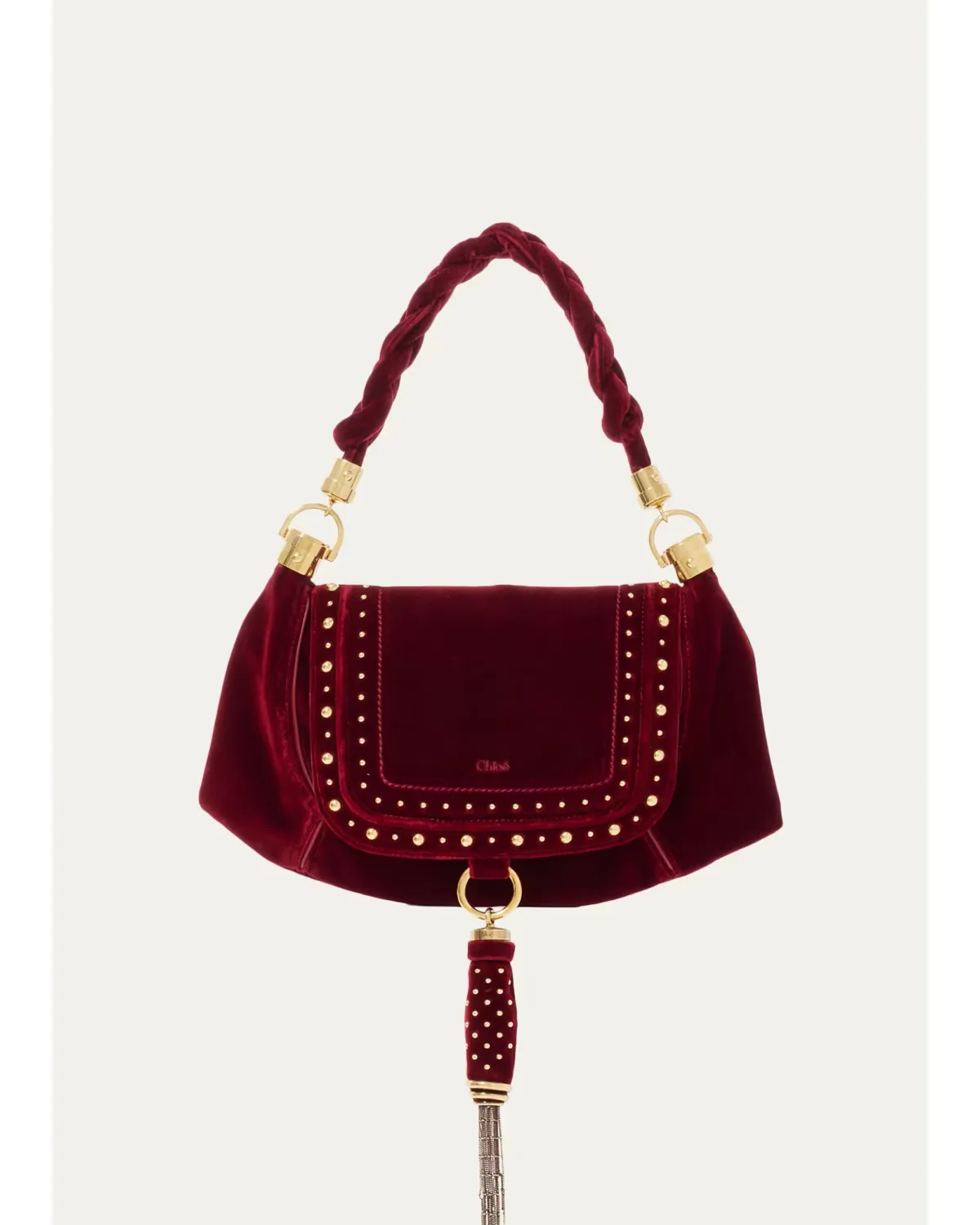 Marcie Studded Velvety Shoulder Bag by Chloé