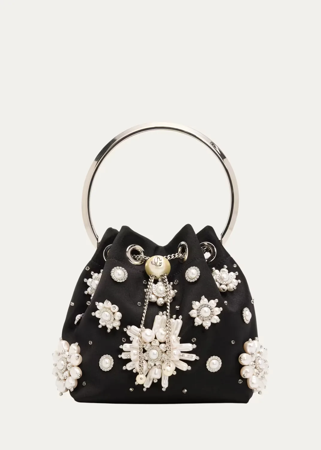 Bon Bon Pearly Satin Bucket Bag by Jimmy Choo