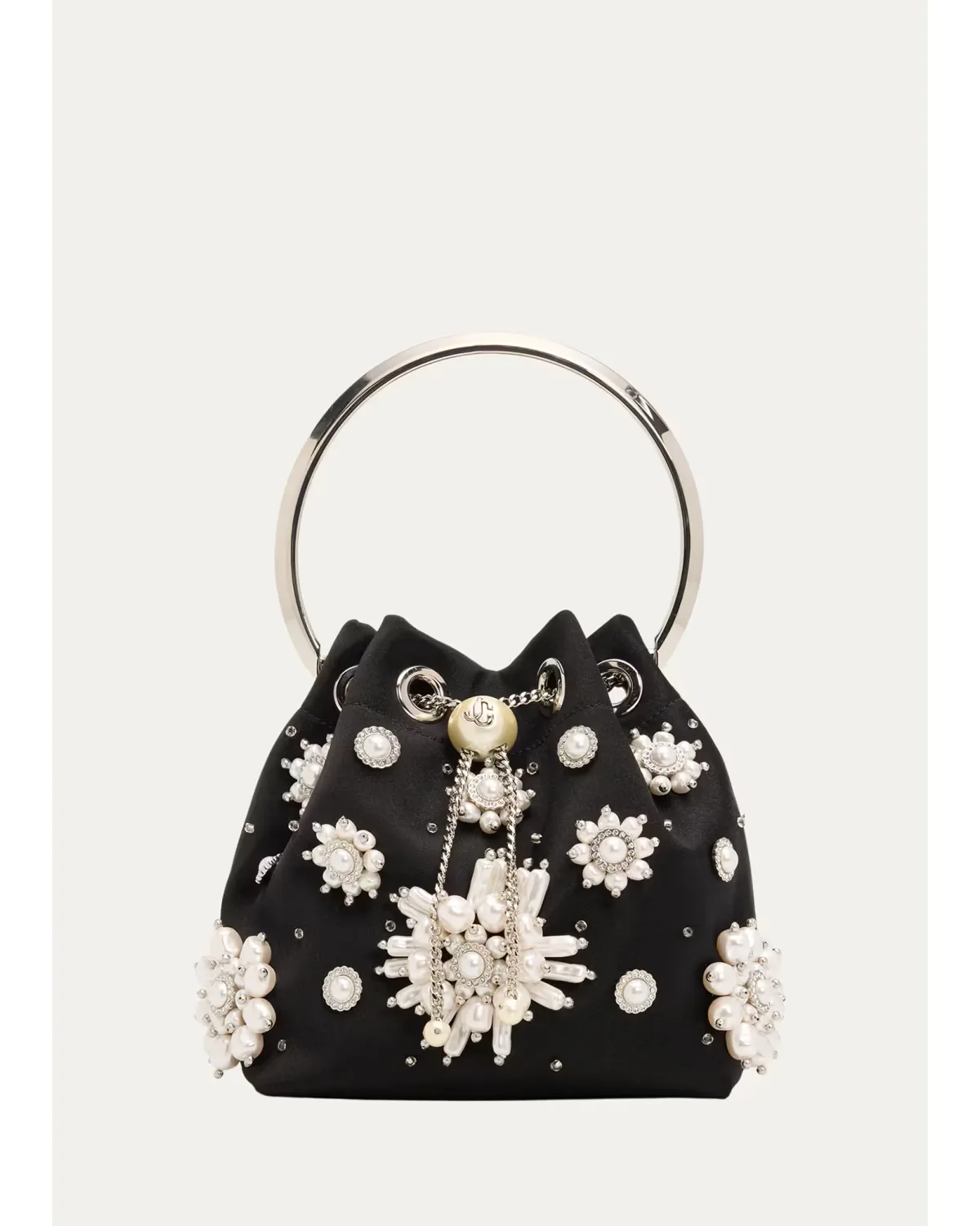 Bon Bon Pearly Satin Bucket Bag by Jimmy Choo