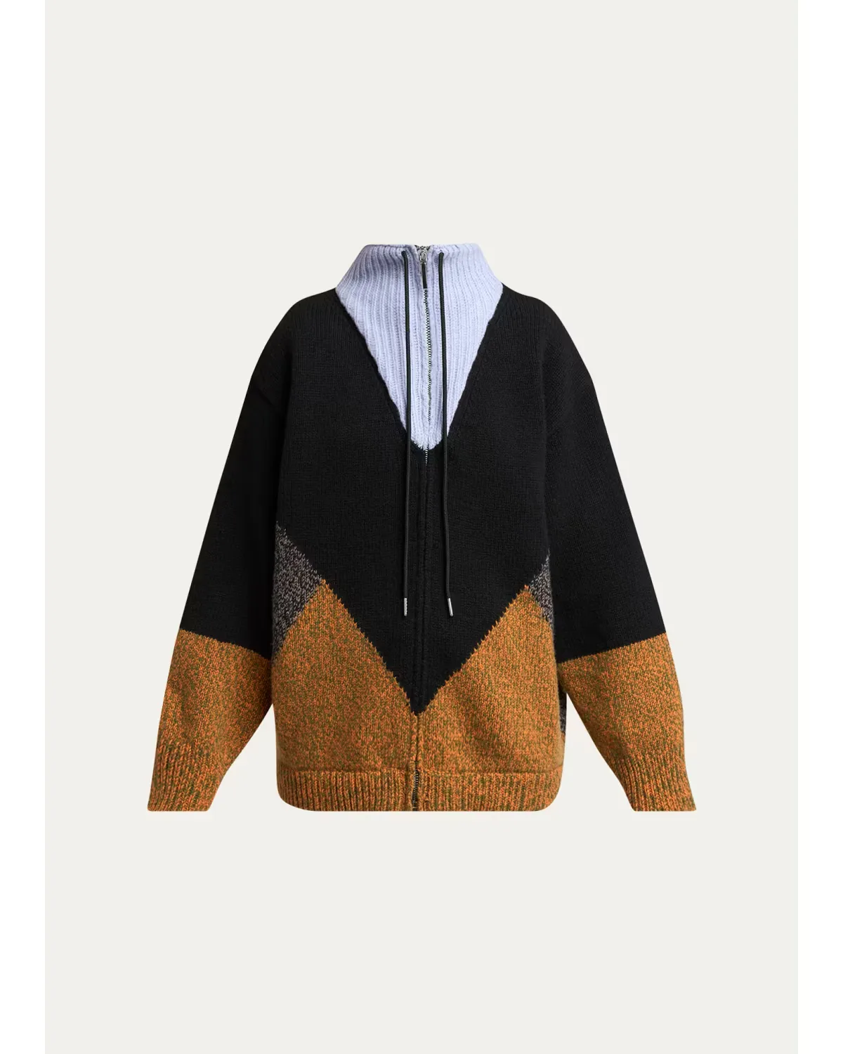 Colorblock Wool-Cashmere Drawstring Zip Jacket by Marni