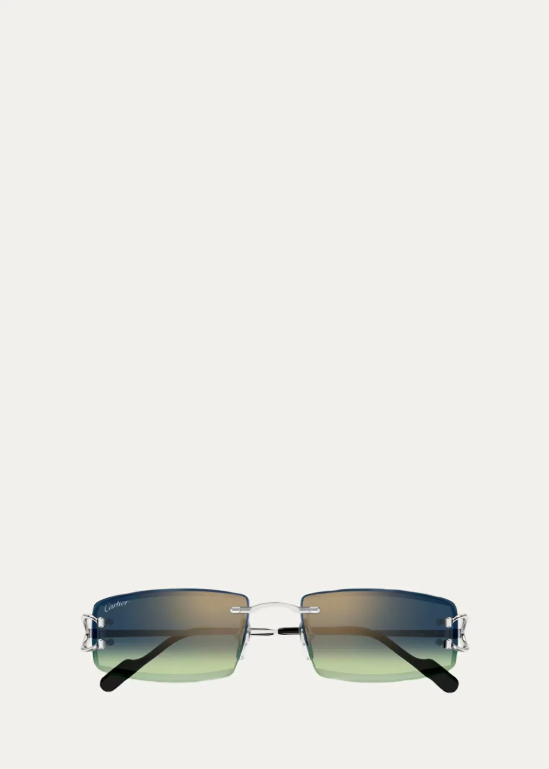 Rimless Metal and Nylon Rectangle Sunglasses by Cartier's