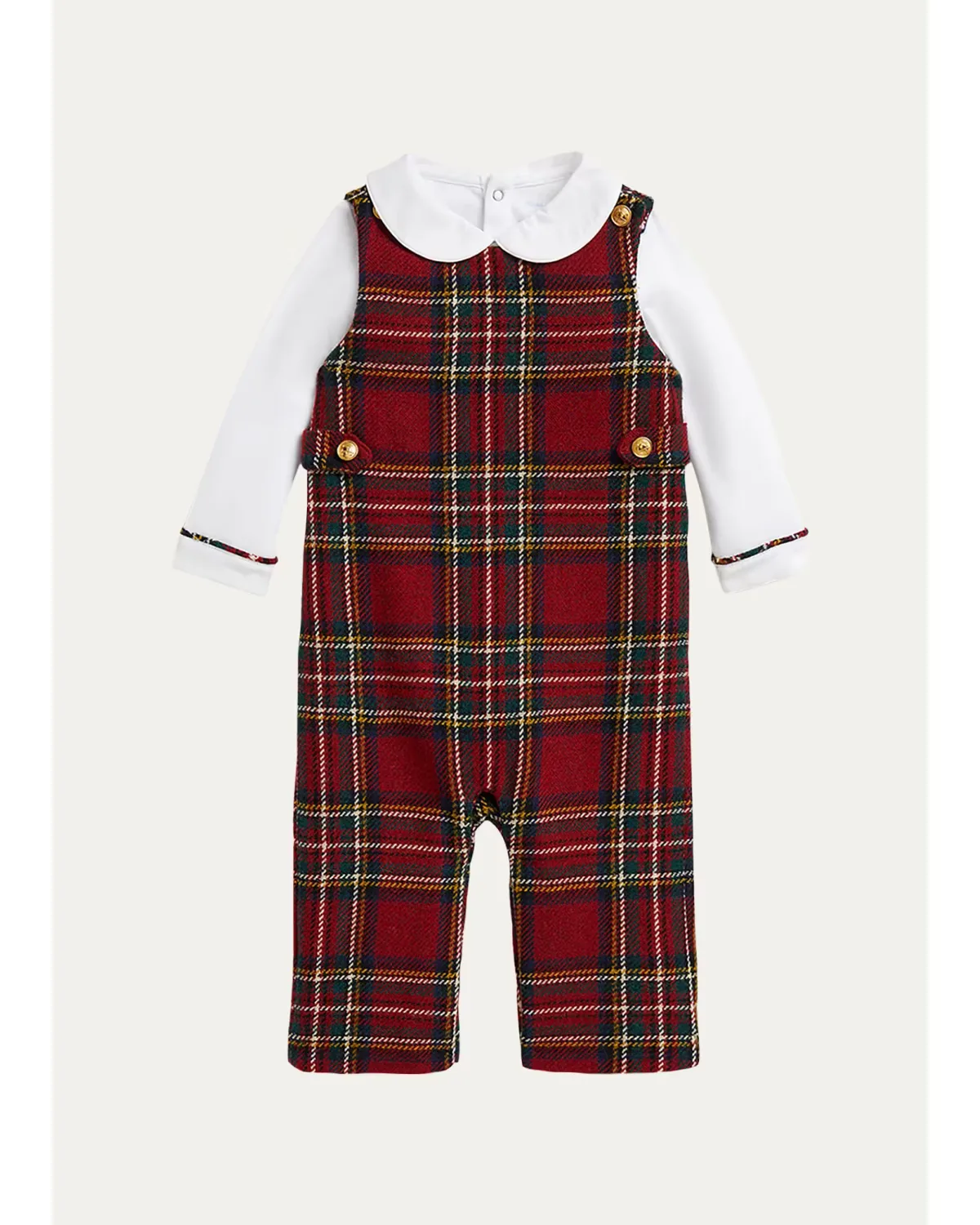 Bodysuit & Plaid Tweed Overalls Set by Polo Ralph Lauren