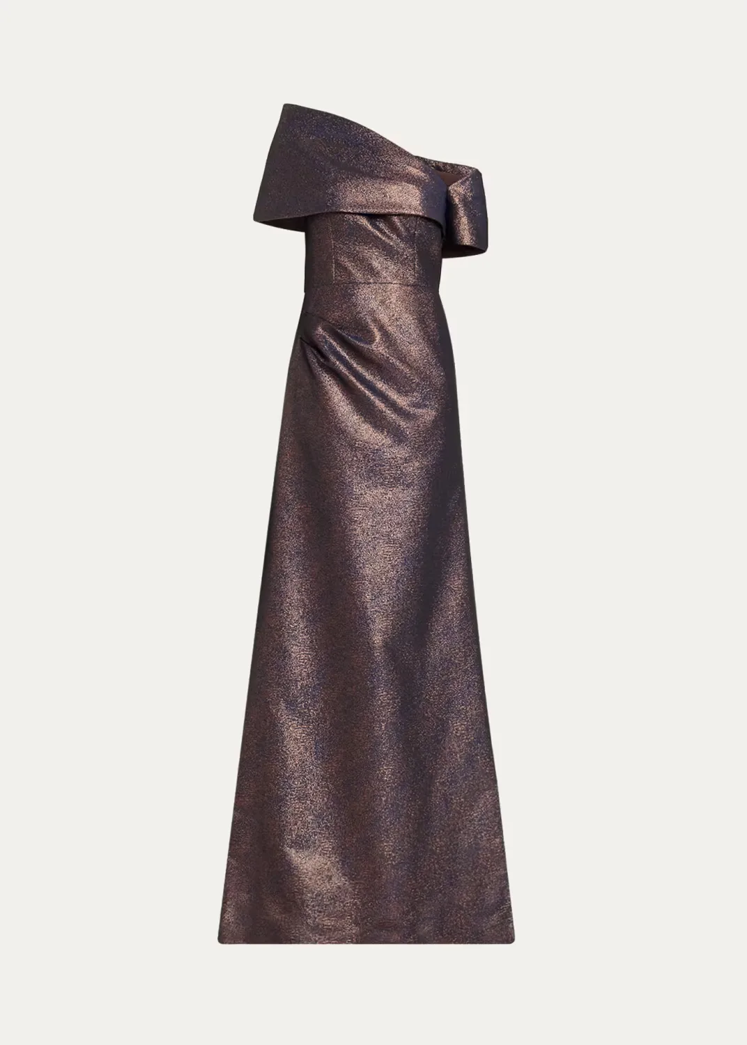 Off-Shoulder Metallic Jacquard Gown