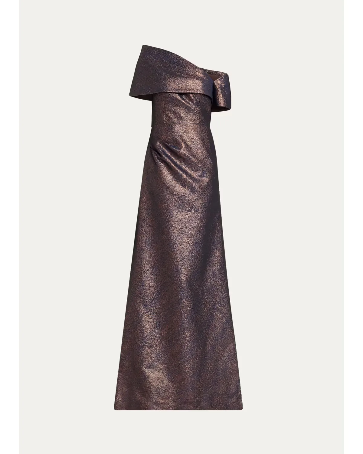 Off-Shoulder Metallic Jacquard Gown by Teri Jon