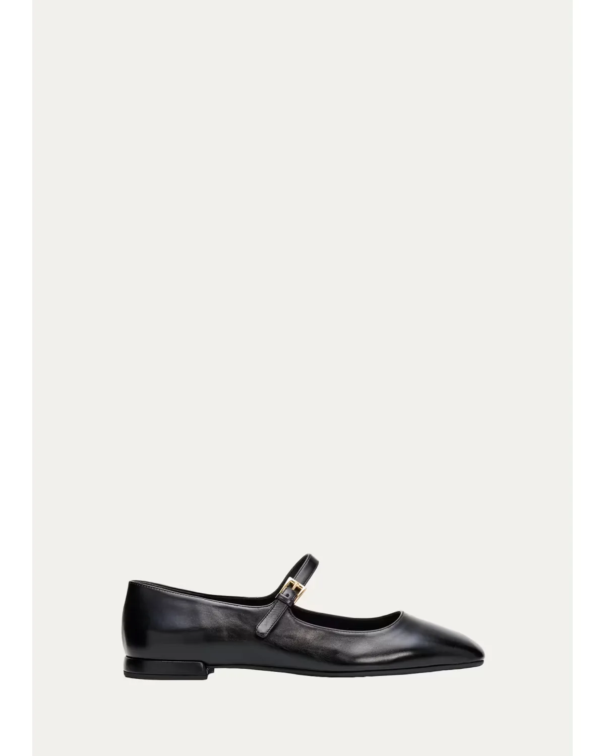 Leather Mary Jane Ballerina Flats by Prada