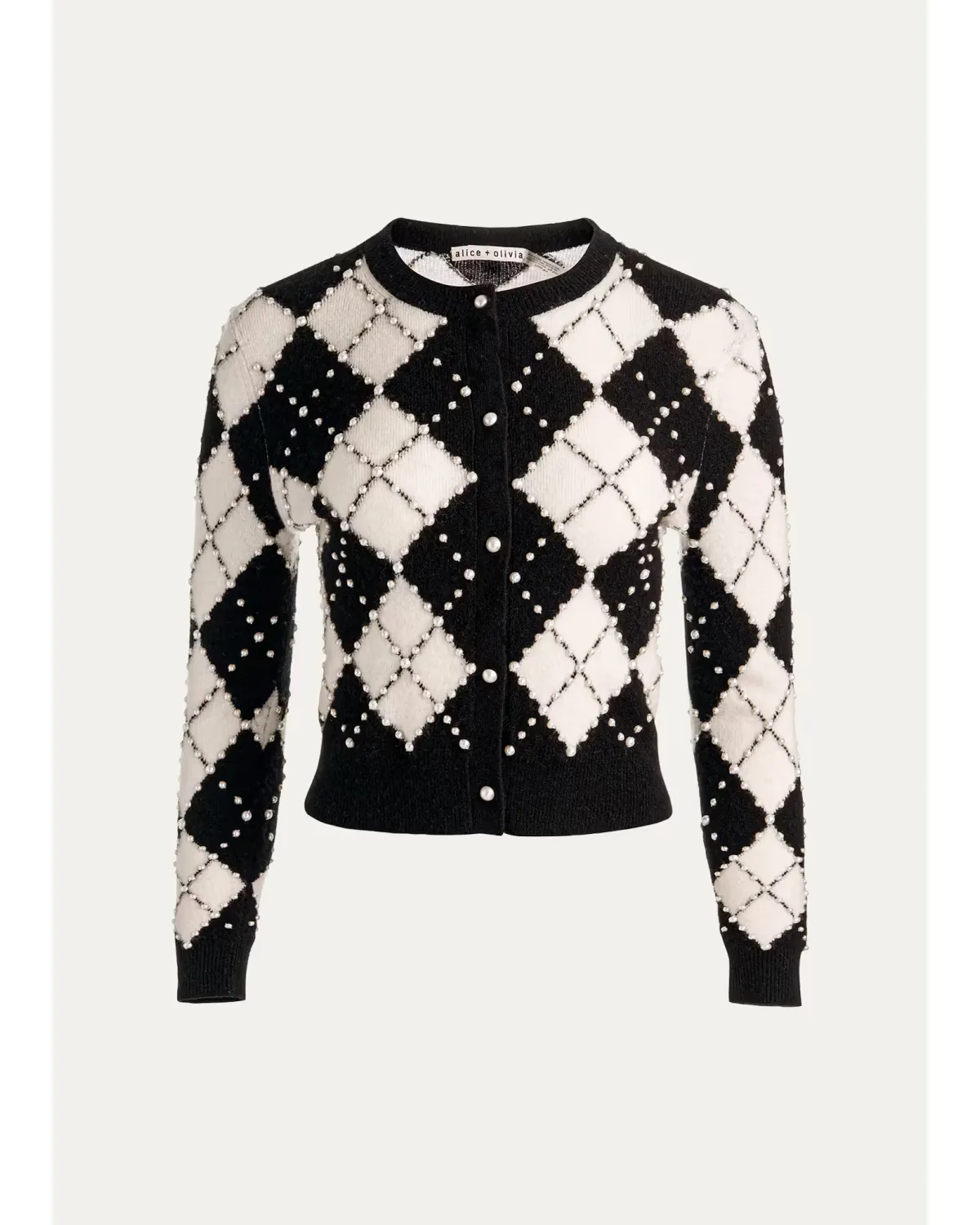 Carolee Embellished Argyle Cardigan by Alice + Olivia