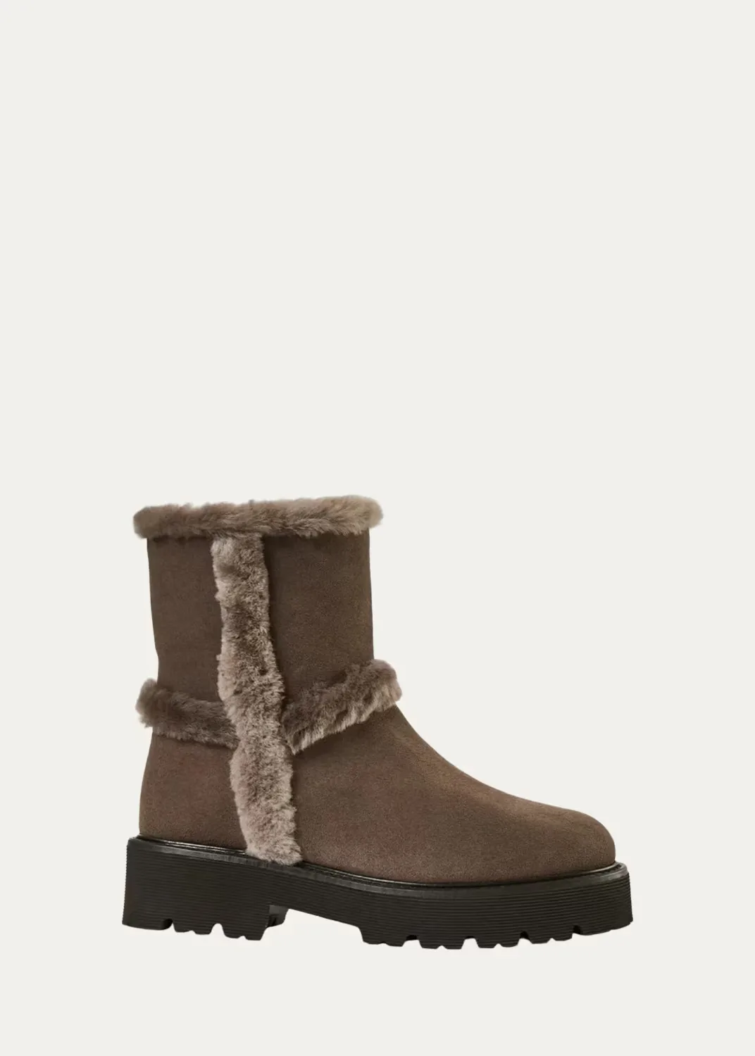 Ella Shearling-Trimmed Waterproof Suede Ankle Boots by Aquatalia