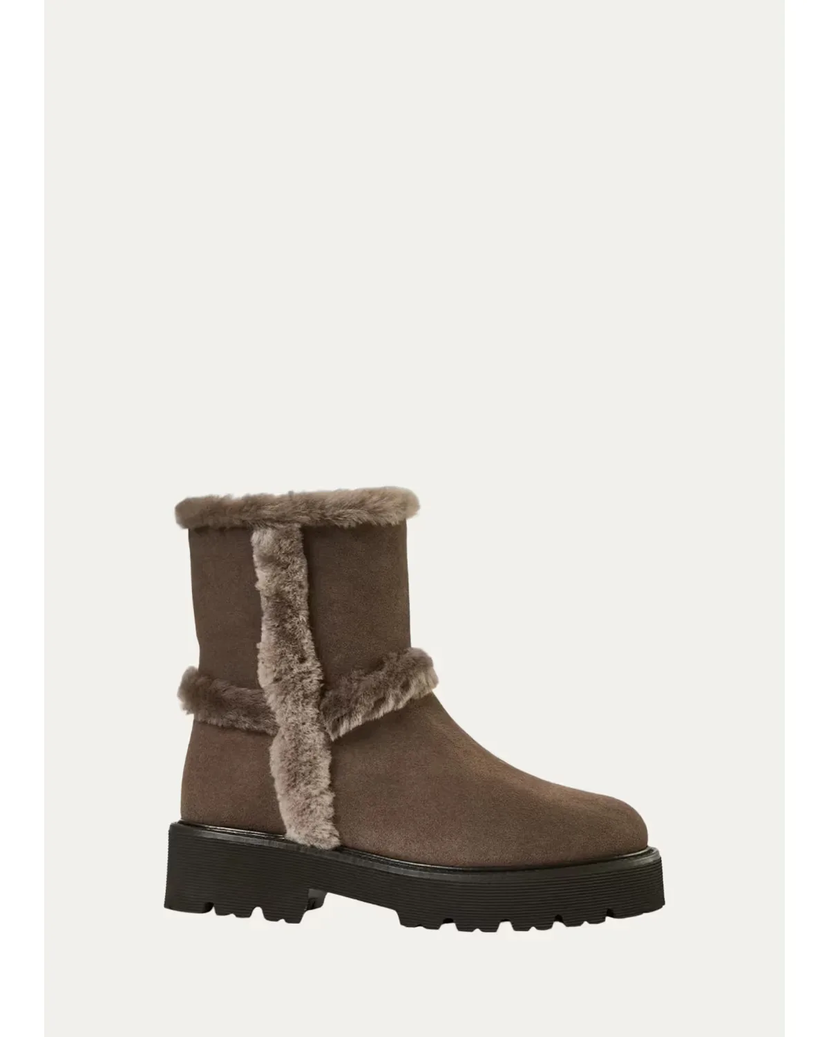 Ella Shearling-Trimmed Waterproof Suede Ankle Boots by Aquatalia