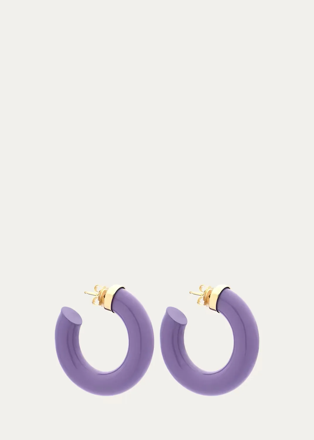 Barbarella 18K Yellow Gold and Sterling Silver Hoop Earrings, Lilac by FARAONE MENNELLA by R.F.M.A.S.