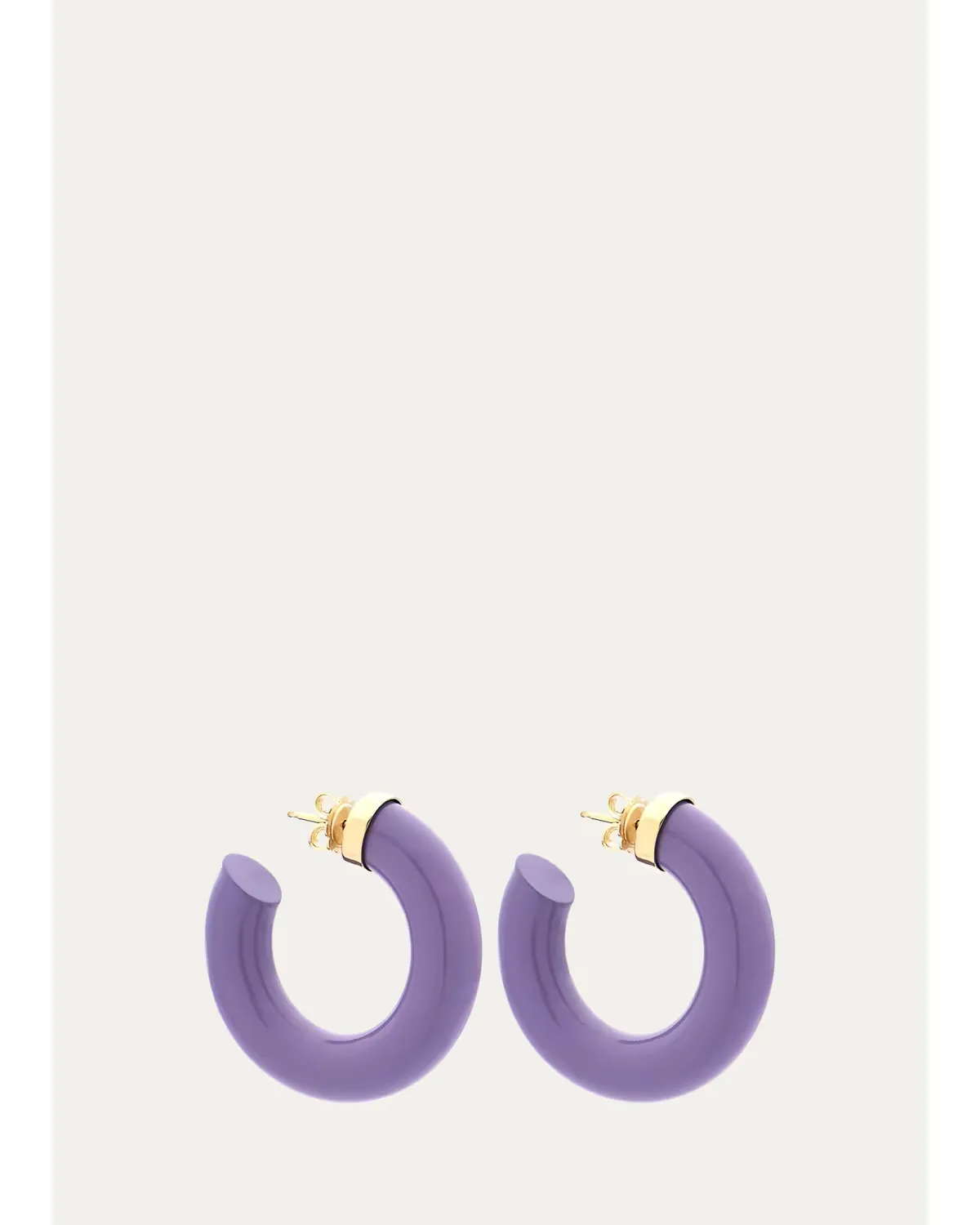 Barbarella 18K Yellow Gold and Sterling Silver Hoop Earrings, Lilac by FARAONE MENNELLA by R.F.M.A.S.