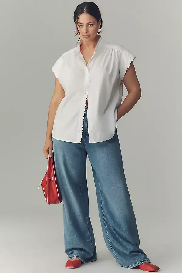 Short-Sleeve Ruffled Top by English Factory