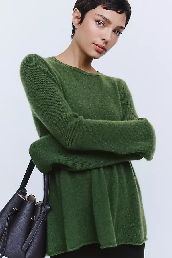 100% Cashmere Peplum Sweater by Maeve