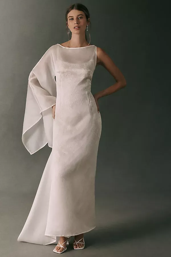 Bea 100% Silk Organza Cape Maxi Dress by ILA