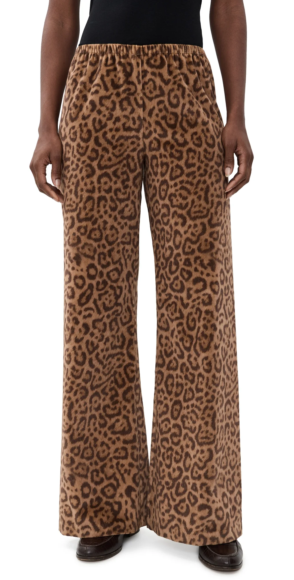 Printed Velvet Colby Pants Leopard by La Ligne