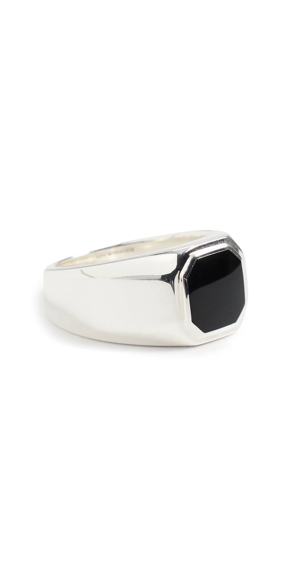 Onyx Octagonal Inlay Signet Ring Sterling Silver by Shinola