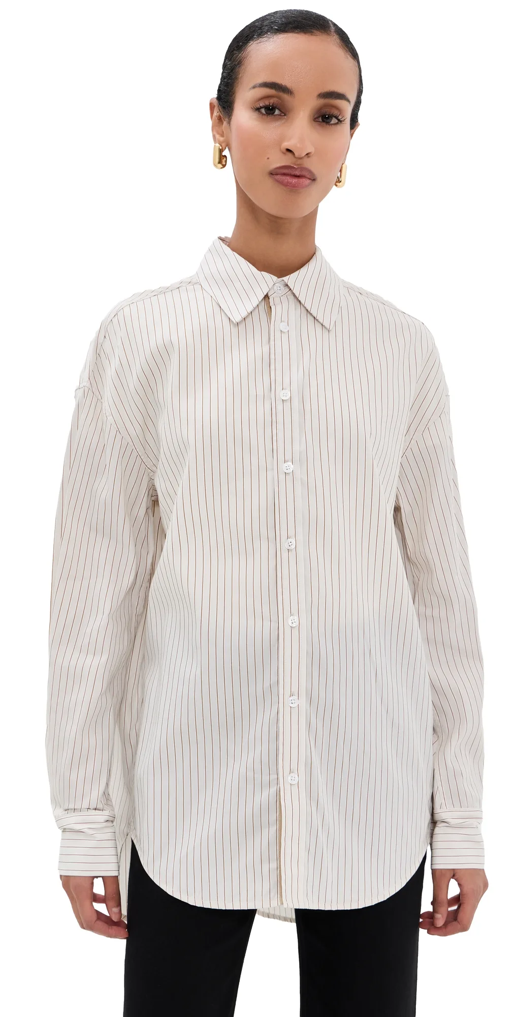 Dani Button Down Shirt Sepia Stripe by Kallmeyer