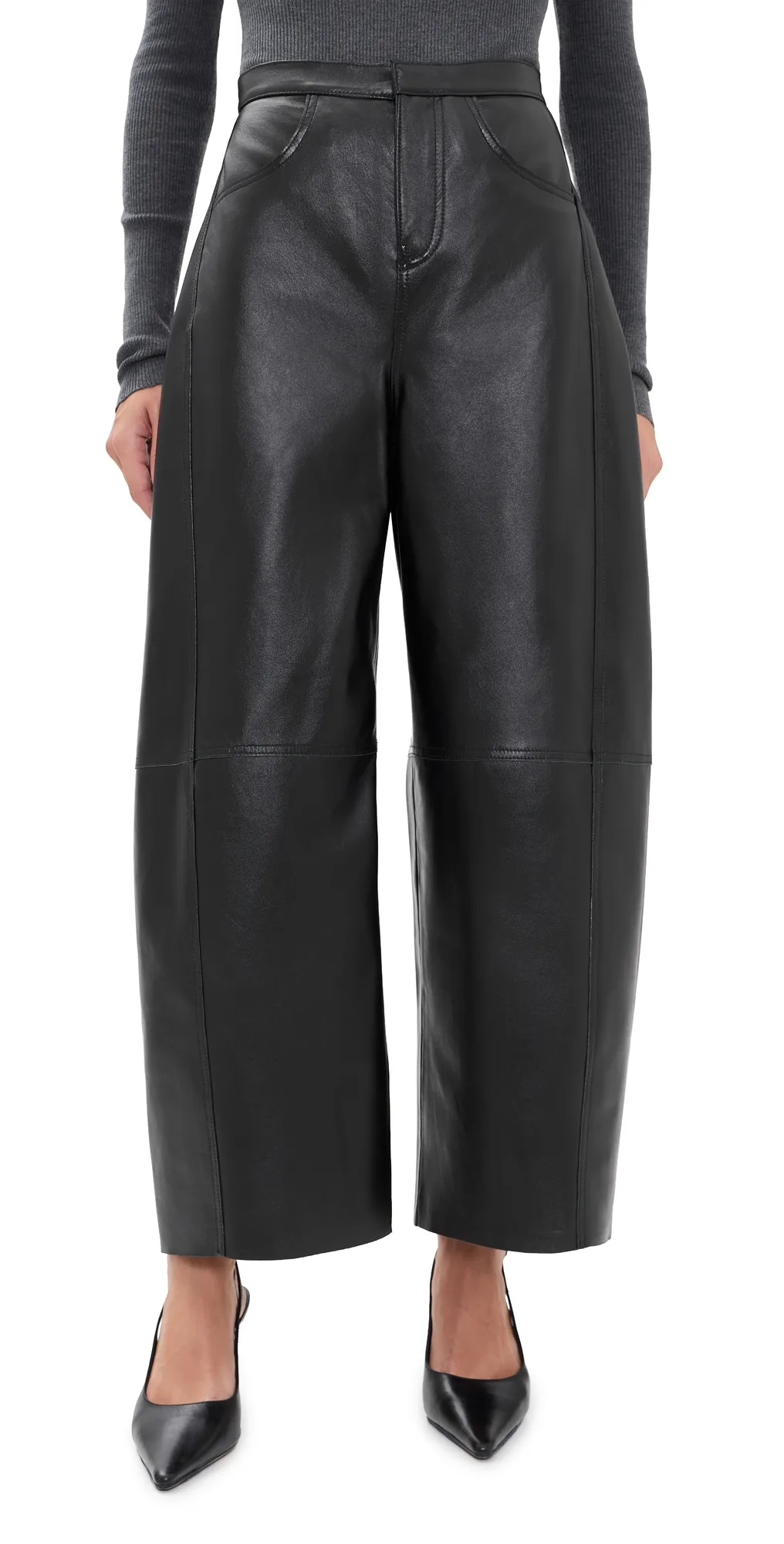 The Lambskin Leather Sculpted Baggy Pants by Jamie Haller