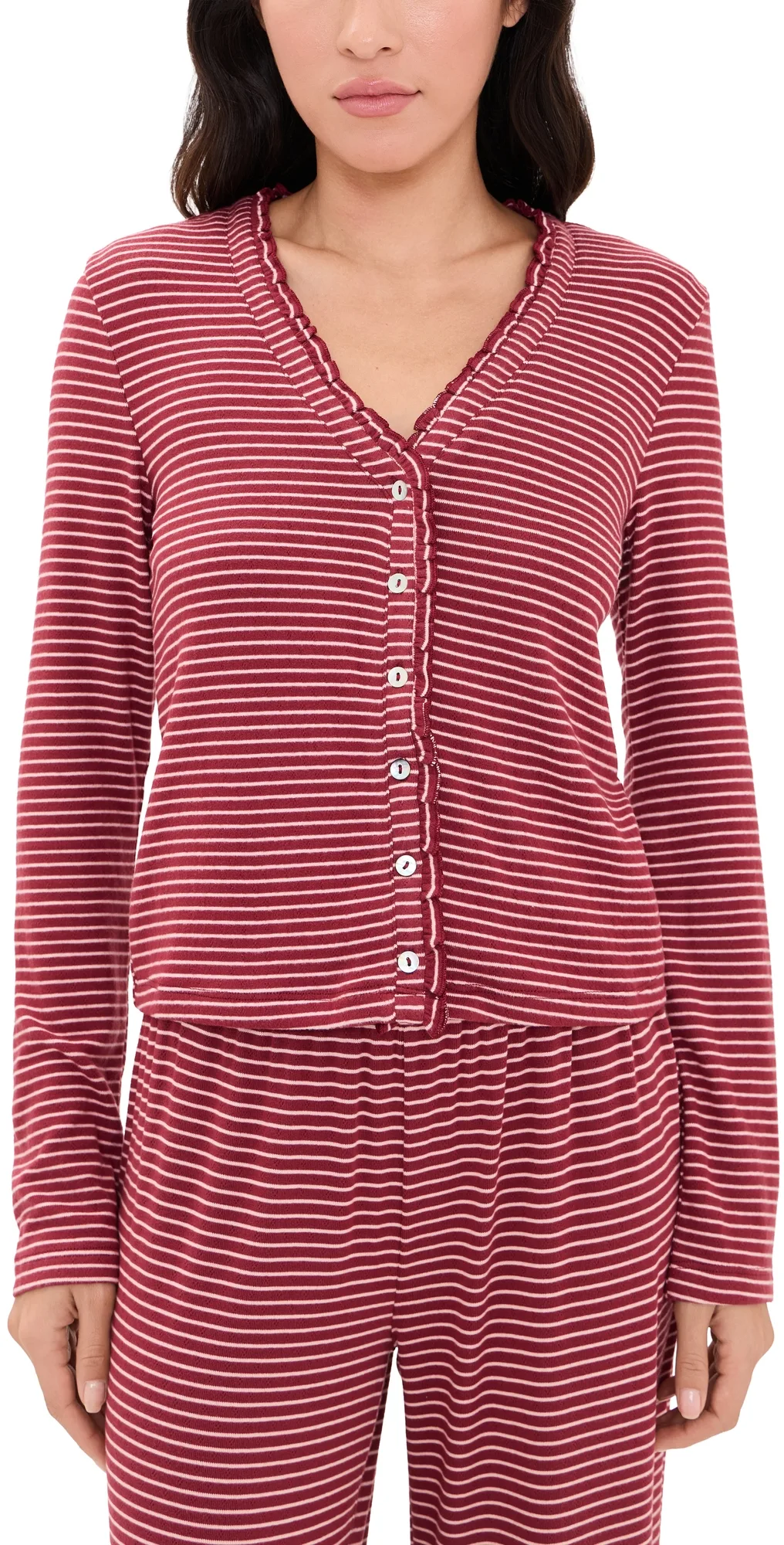 Pretty Stripes Henley Cardigan by PJ Salvage