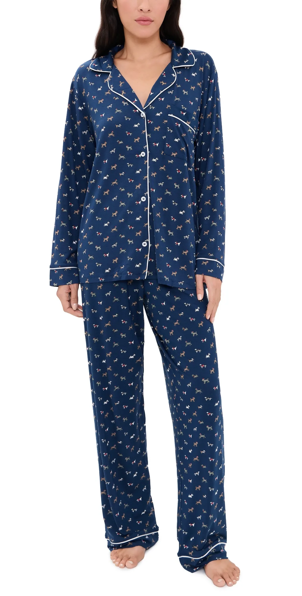 Gisele Printed Pajama Set Santa Paws by Eberjey