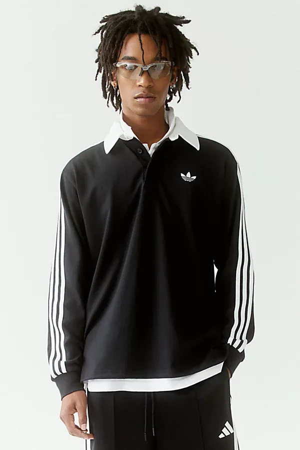 3-Stripe Long Sleeve Rugby Tee by adidas