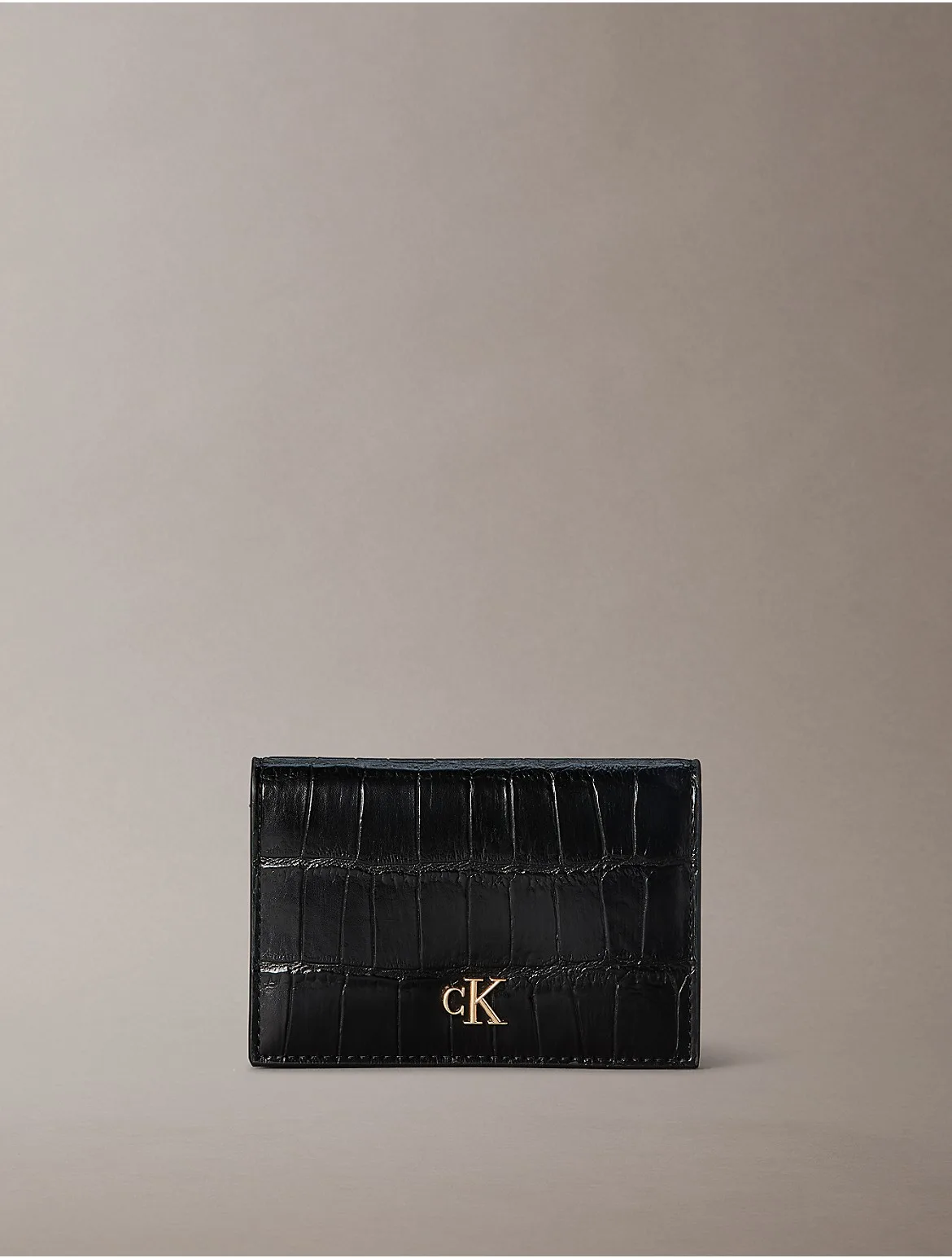 Croc Minimal Monogram Card Case by Calvin Klein