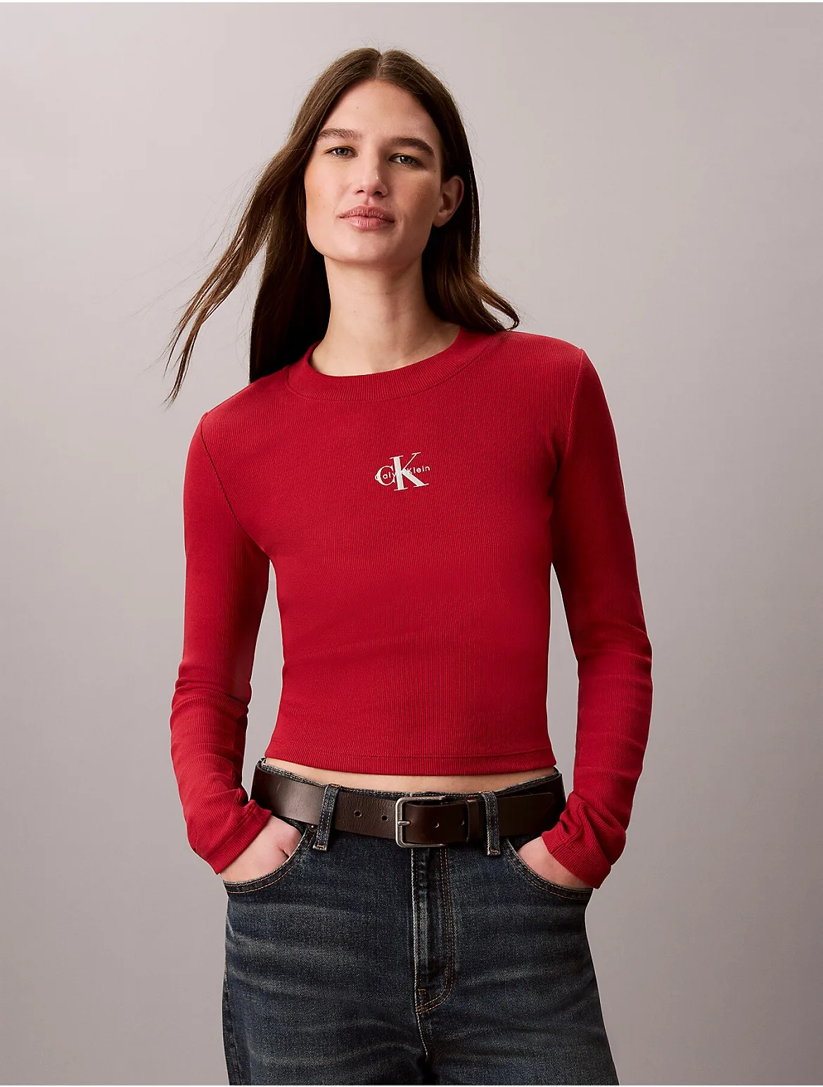 Monologo Long Sleeve Baby Tee by Calvin Klein